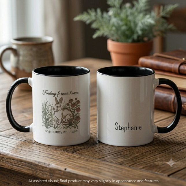 Süße erdige botanische Hasenrettung Tasse (Gentle meadow bunny design for devoted rabbit fosters celebrating adoption milestones.)