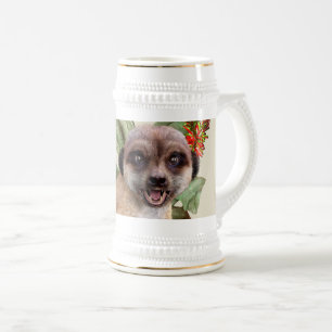 Süße Erdmännchen blühende Aloe-Wildtierkunst Bierglas