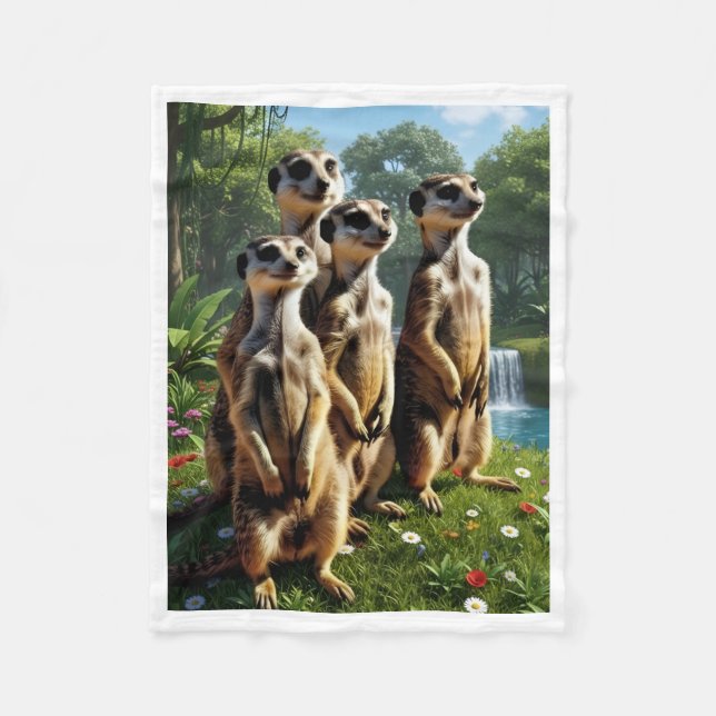 Süße Erdmännchen-Familie Dschungel Wald Fleece Bab (Vorderseite)