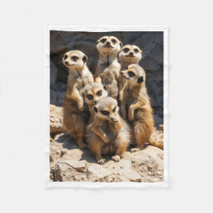 Süße Erdmännchen-Familie Wildlife Fleece Babydecke