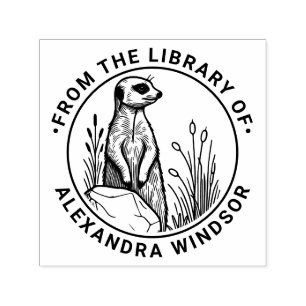 Süße Erdmännchen Stehend #1 Bibliotheksbuch Name Permastempel