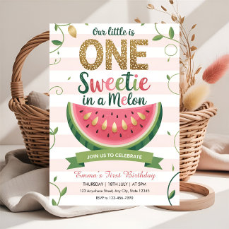 Süße Erste Wassermelone zum 1. Geburtstag  Einladung