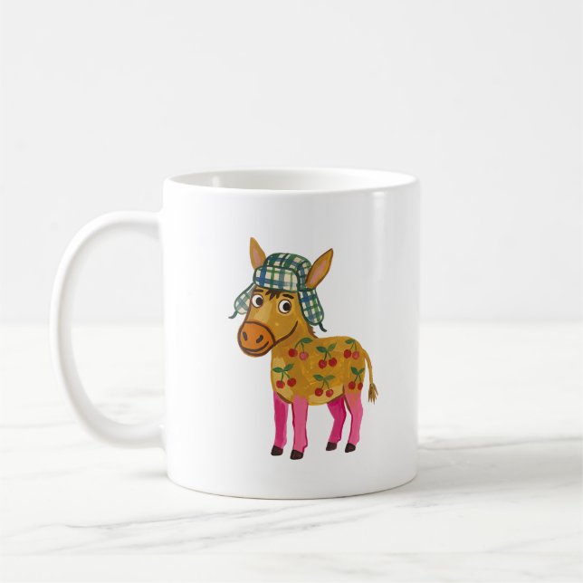 Süße Esel-Karo-Trappermütze-Mug Kaffeetasse (Links)