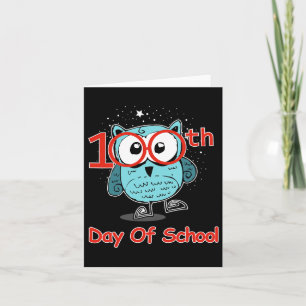 Süße Eule 100. Schultag 100 Tage intelligenter Tee Karte