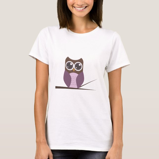 Süße Eule auf Niederlassung T-Shirt (Vorderseite)