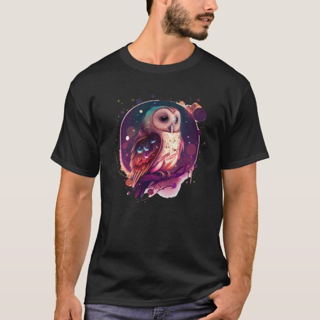 Süße Eule Himmelselemente Illustration T-Shirt (Vorderseite)