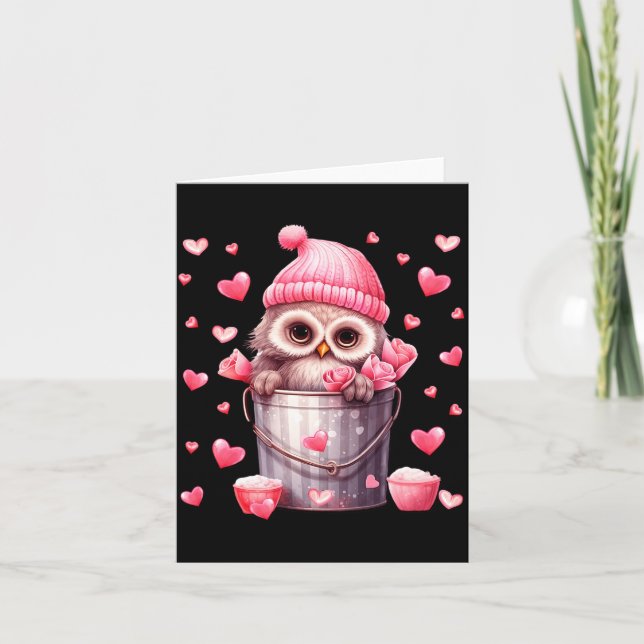 Süße Eule im Valentinskorb für Mädchen Frauen Nk R Karte (Vorderseite)