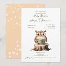 Süße Eule liest ein Buch Baby Shower