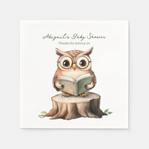 Süße Eule liest ein Buch Baby Shower Serviette