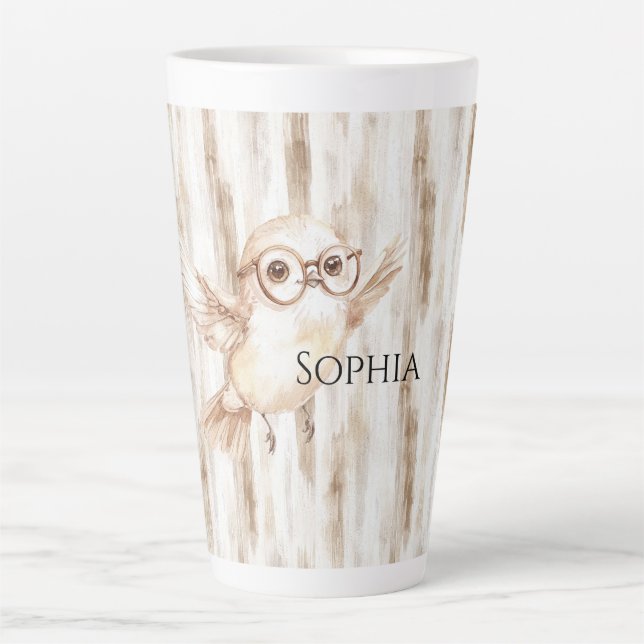 Süße Eule mit Brille  Milchtasse (Vorderseite)