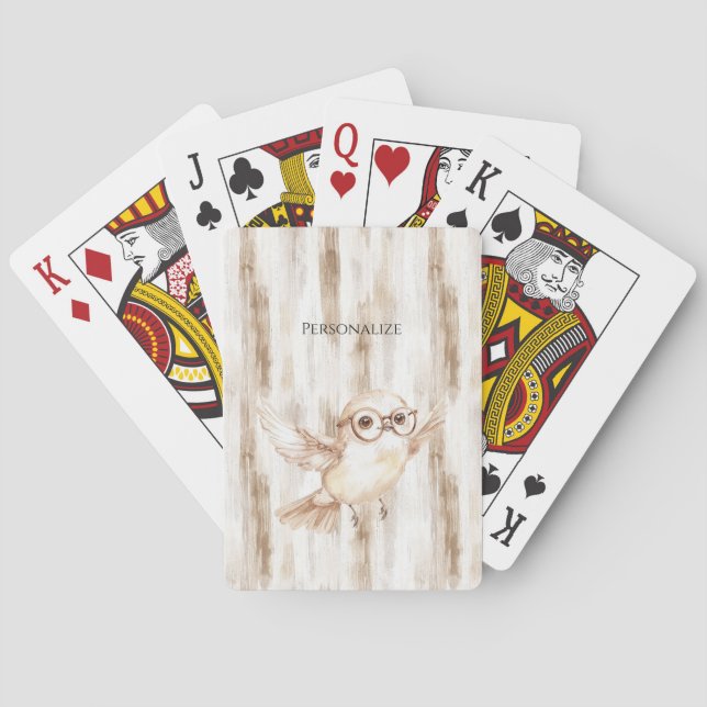 Süße Eule mit Brille  Spielkarten (Rückseite)