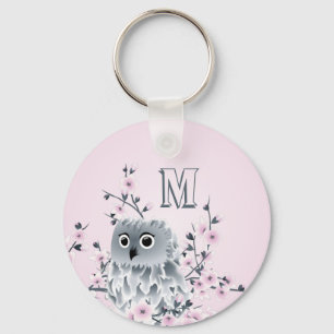 Süße Eule Pink Mädchen Monogramm Schlüsselanhänger