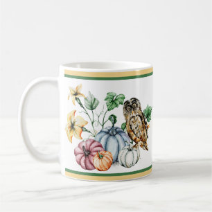 Süße Eule und Herbstkürbisse Kaffeetasse