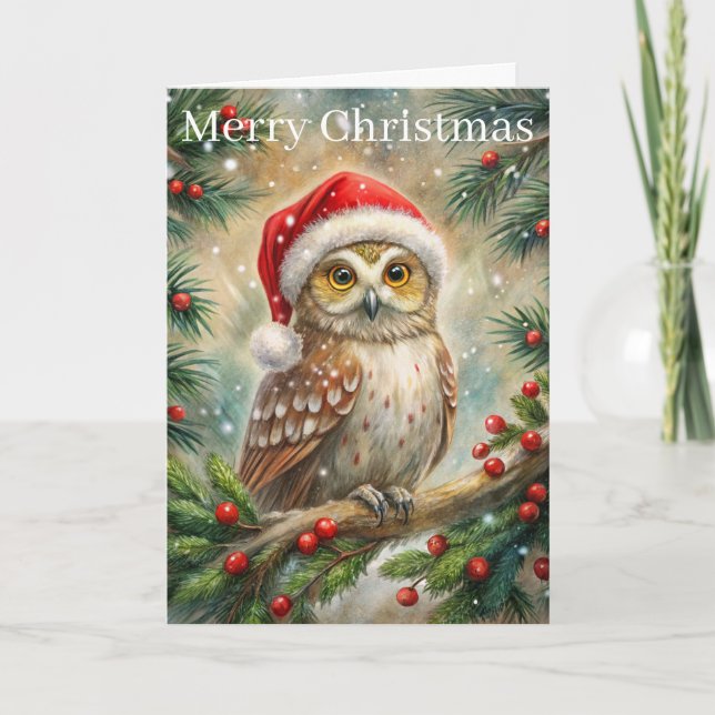 Süße Eule zu Weihnachten (Vorderseite)
