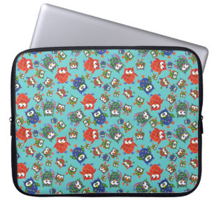 Süße Eulen auf leuchtend türkisem Hintergrund Laptopschutzhülle