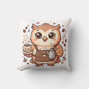 Süße Eulen-Barista-Wurfkissen Kawaii Kissen