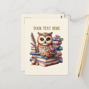 Süße Eulen Bücherliebhaber Postkarte