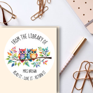 Süße Eulen-Buchliebhaber-Sticker Whimsical Readi Runder Aufkleber