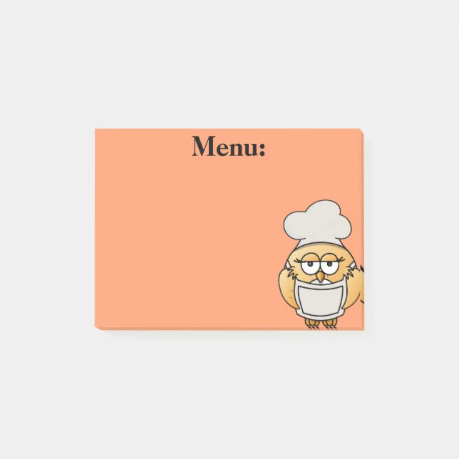 Süße Eulen-Chef-Menü Orange Post It Notiz (Vorderseite)