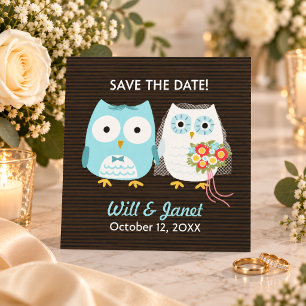 Süße Eulen Hochzeit Braut und Bräutigam Save the D Date