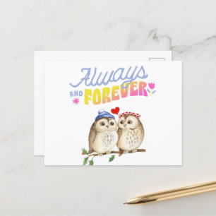 Süße Eulen in Liebe, immer und ewig    Feiertagspostkarte