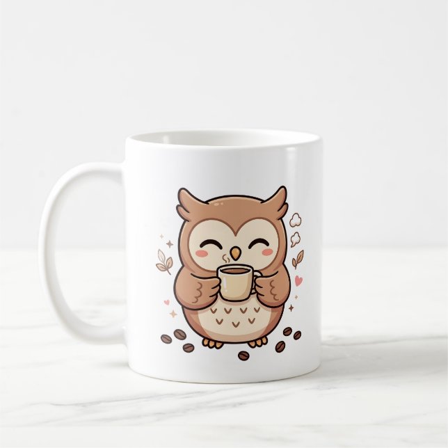Süße Eulen-Kaffeetasse mit Kawaii-Eulendesign Kaffeetasse (Links)