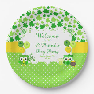 Süße Eulen St. Patrick's Day Party Pappteller