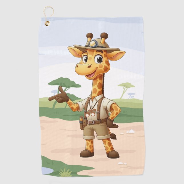Süße Explorer-Giraffe auf Safari Golfhandtuch (Vorderseite)