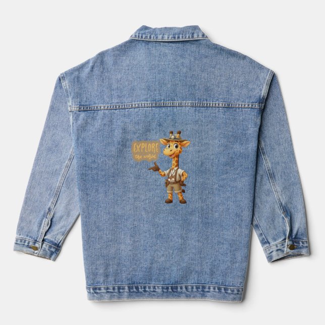 Süße Explorer-Giraffe auf Safari Jeansjacke (Rückseite)