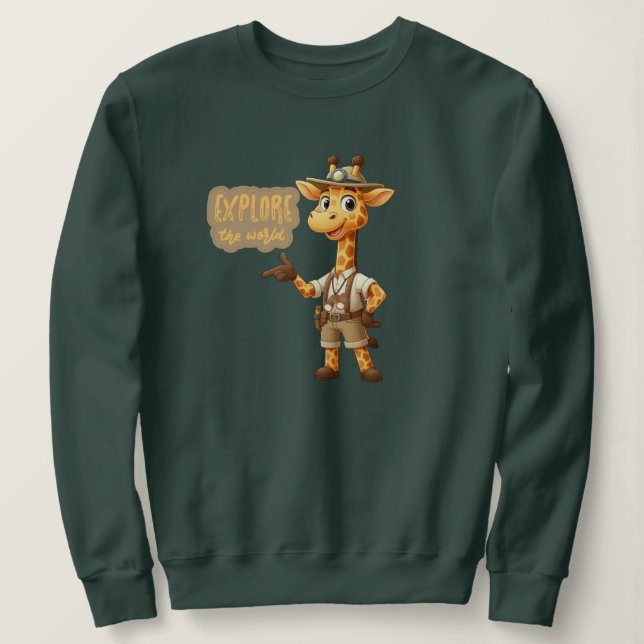 Süße Explorer-Giraffe auf Safari Sweatshirt (Design vorne)