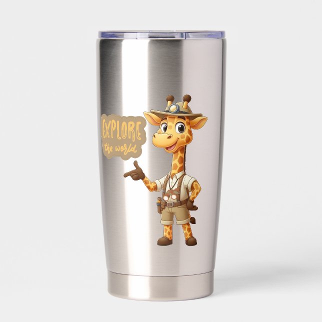 Süße Explorer-Giraffe auf Safari Thermobecher (Vorderseite)