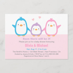 Süße Familien-Pinguin-Baby-Party-Einladungen Einladung