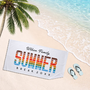 Süße Familiensommer-Sonnenuntergangs-Strandferien Strandtuch