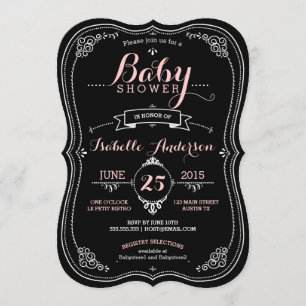 Süße Fancy-Kreidetafel-Baby-Shower-Girl Einladung