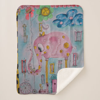 Süße fantasievolle Elefanten-Illustration Sherpadecke