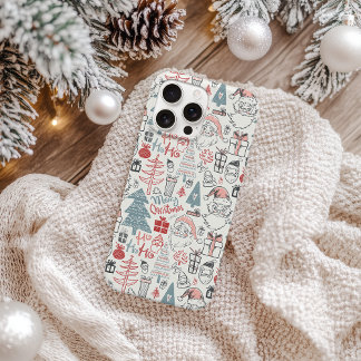 Süße fantasievolle Santa-Weihnachtsbaum-Muster Ros iPhone 12 Hülle