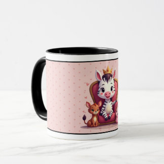 Süße, fantastische Cartoon-Prinzessin-Zebra-Herzen Tasse