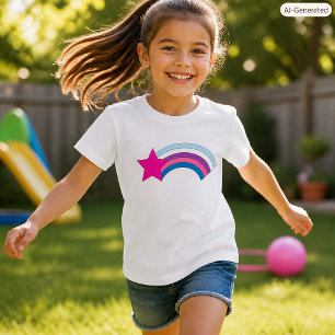 Süße fantastische rosa Stern Regenbogen T-Shirt
