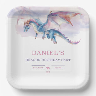 Süße Fantasy-Drachen-Geburtstagsfeier für Kinder Pappteller