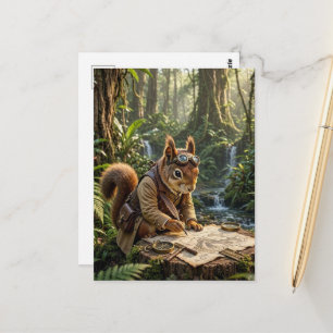 Süße Fantasy-Eichhörnchen-Entdeckerin Postkarte