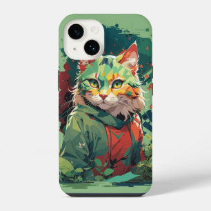 Süße Fantasy-Farbspritzer-Katze Design iPhone 14 Hülle