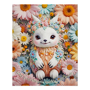Süße Fantasy-Kinder-Frühlingsfreund - Pastell-Blum Poster