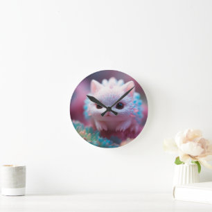 Süße Fantasy-Kreatur-Tasse - Kawaii Magischer Haus Runde Wanduhr