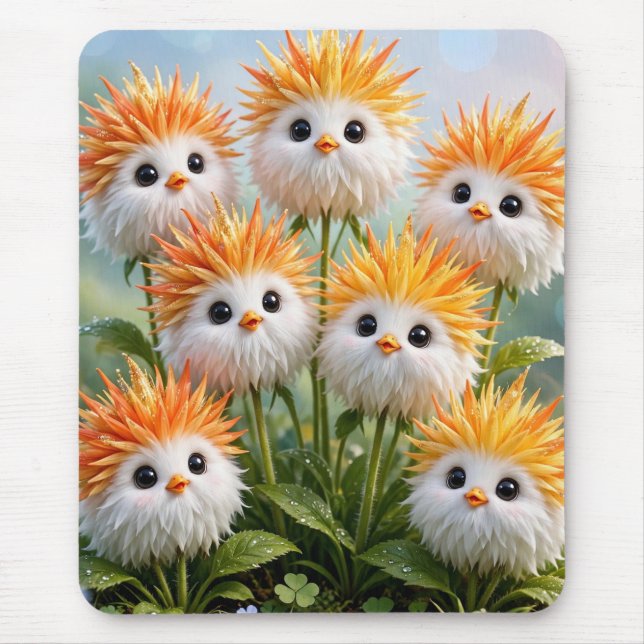 Süße Fantasy-Küken-Blumen-Garten  Mousepad (Vorne)
