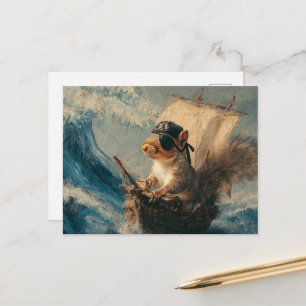 Süße Fantasy-Pirat-Eichhörnchen Postkarte