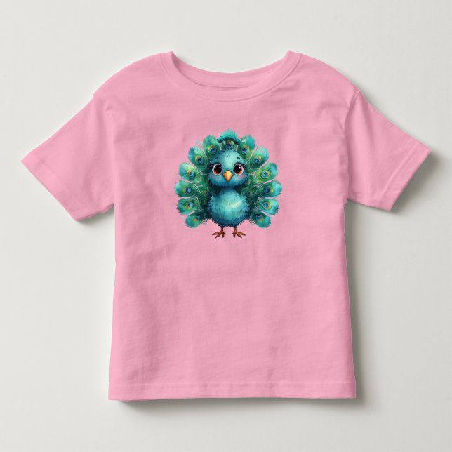 Süße Fantasy-zauberhafte Blaue Pfau Kleinkind T-shirt (Vorderseite)
