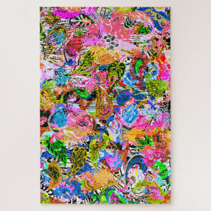 Süße farbenfrohe abstrakte gemischte Paisley-Blume Puzzle
