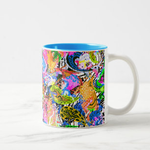 Süße farbenfrohe abstrakte gemischte Paisley-Blume Zweifarbige Tasse