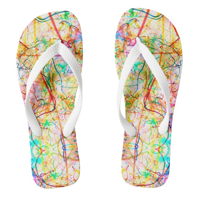 Süße farbenfrohe abstrakte Linien Flip Flops (Fußbett)