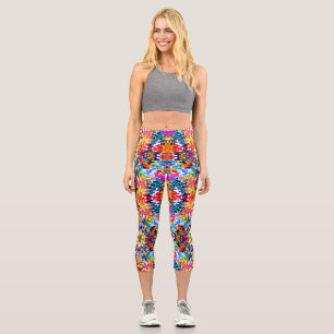 Süße farbenfrohe abstrakte Quadrate Capri Leggings